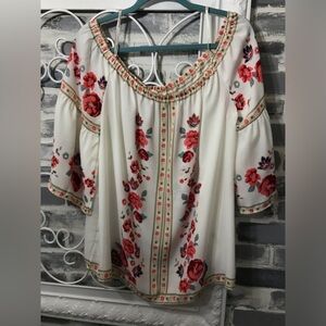 Floral Scarf off shoulder Top